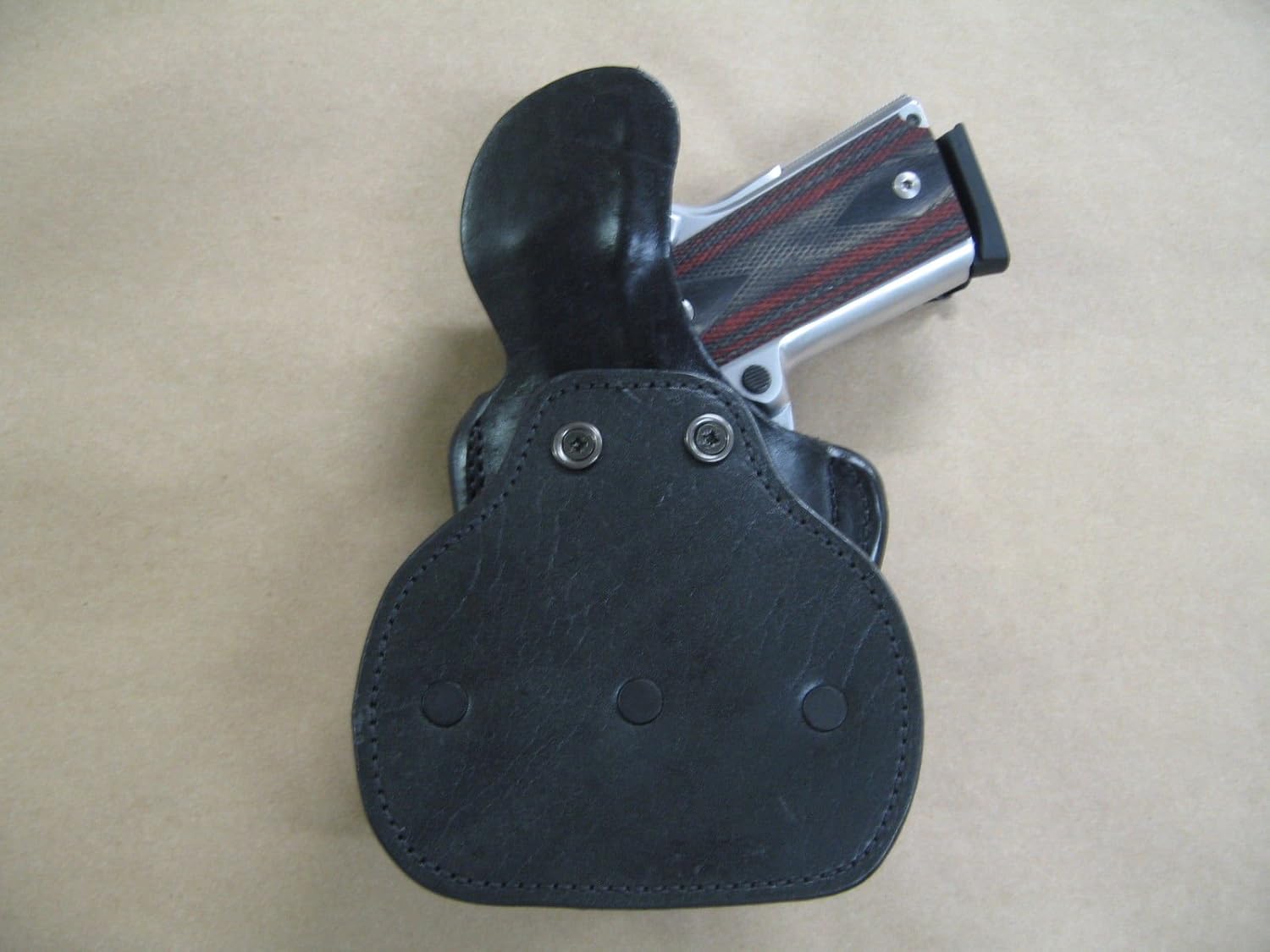1911 Compact 3"-3.5" Barrel OWB Azula All Leather Molded Paddle Holster CCW Black RH