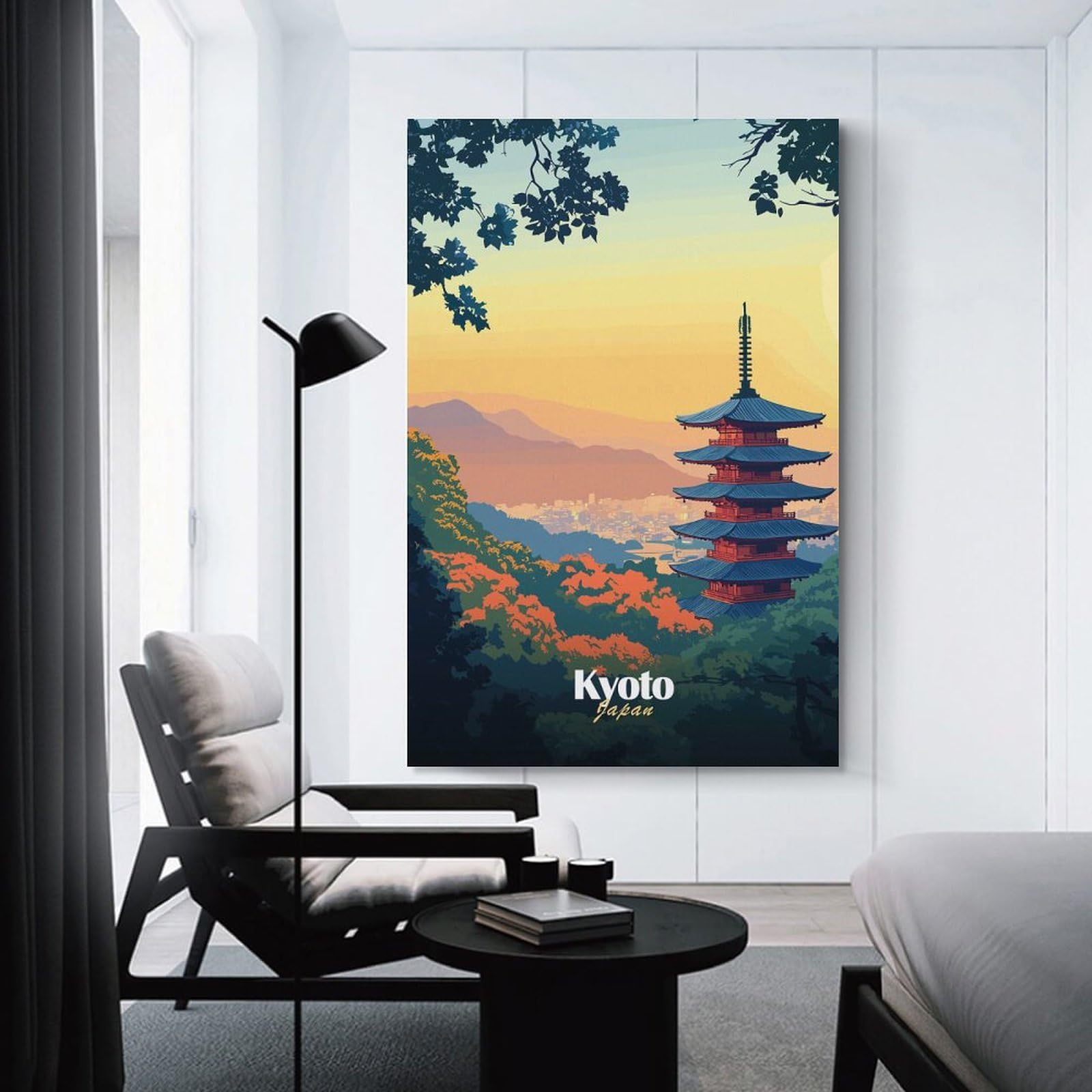 Junmoney Unframe-Style-15 Kyoto Japan Pagoda Wall Picture Print, 20X30inch(50X75cm), For Lounge, Study, Hallway Or Flat Walls, Canvas Wall Art That Fits Changing Layouts