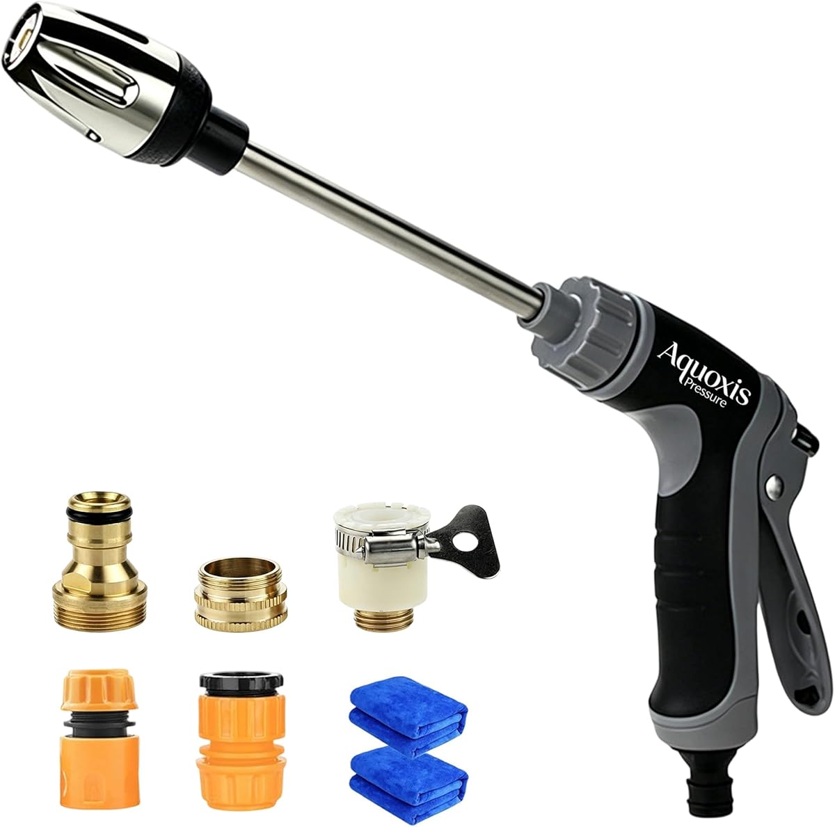 Washer Gun, Garden Hose Nozzle Fits 3/4" Garden Hose Fit, Leak-proof, Handheld High Pressure Gun for Cars & Patios, for Three Spray Modes (Foam-free pitcher)