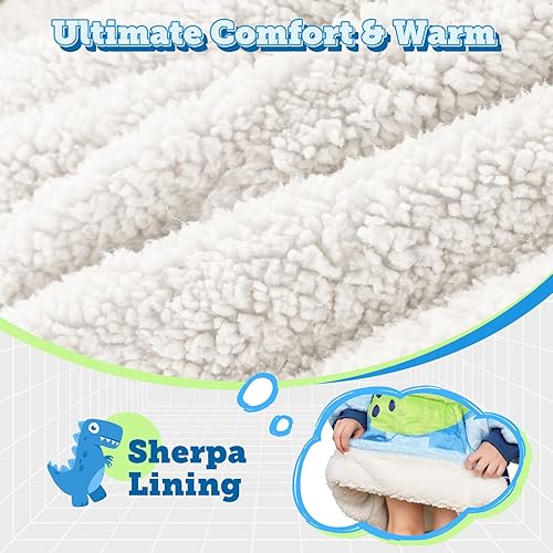 Miniatura 9 de MIZZEO Manta de franela con capucha para niños, manta de microfibra de gran tamaño para niños, talla única, marino