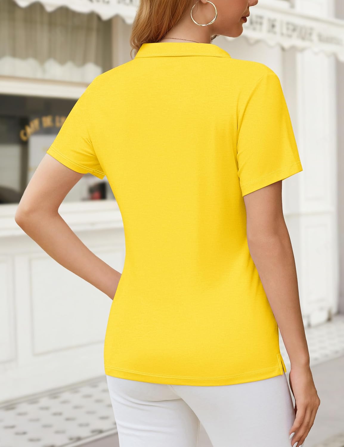YUCOLEN Polo Shirts for Women Short Sleeve V Neck Golf Shirt UPF 50+ Sun Protection Work Summer Casual Tops