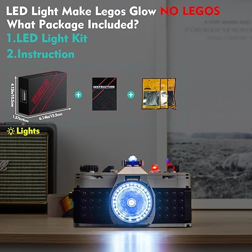 Miniatura 4 de VONADO Kit de luz LED compatible con LEGO Retro Camera 31147 Creator, accesorios de juego de iluminación creativa