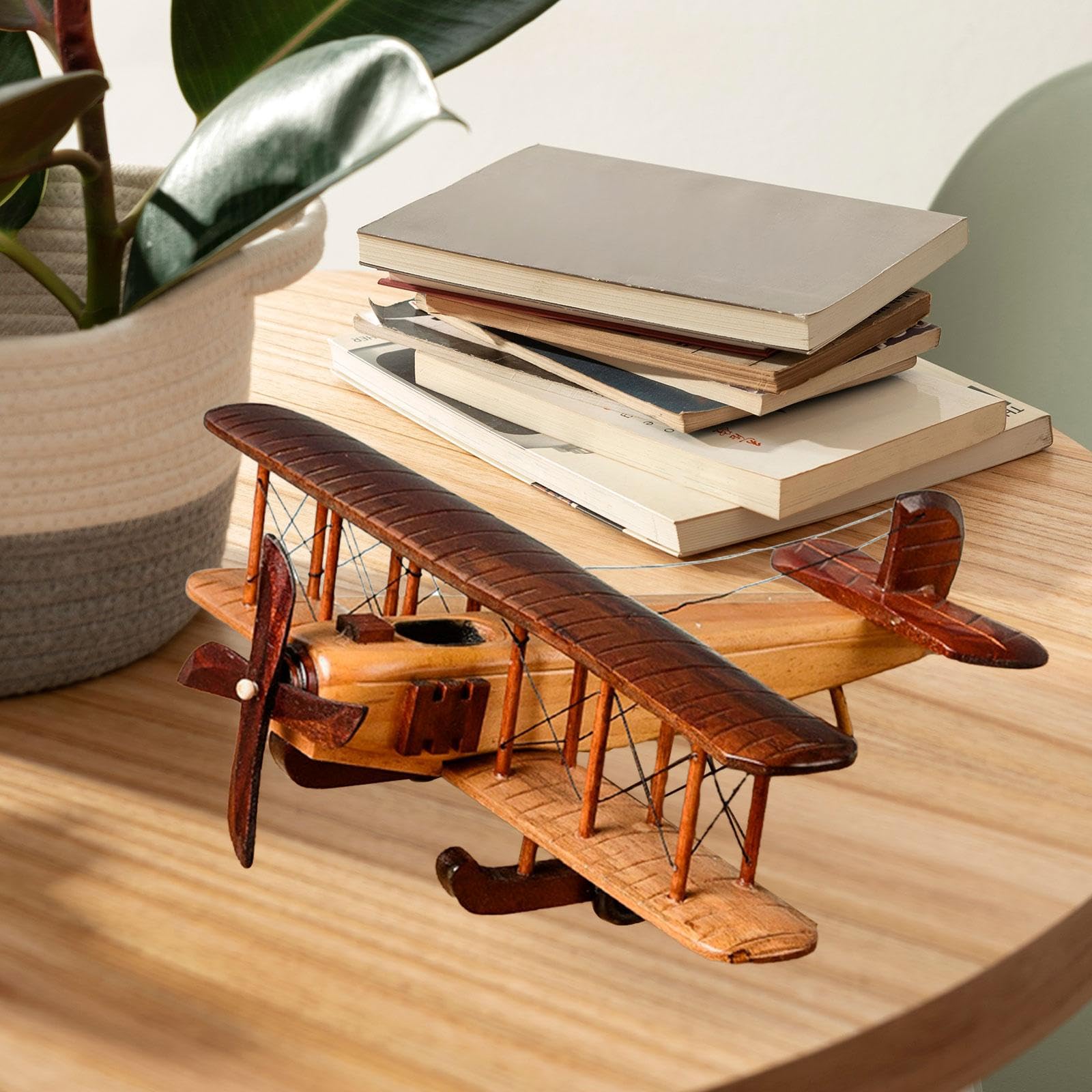 Flugzeug Dekoration Vintage Holz Flugzeugmodell Sammlerstück Geschenkidee Kinder Handarbeit Reiseerinnerung für Schreibtisch Regale Wohnu, Stil c