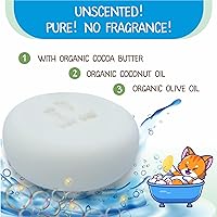 Vista 2 de Relaxcation Barra de jabón para bebés sin perfume, 4 ingredientes simples, aceite de coco orgánico, aceite de oliva y ricino, y manteca de cacao