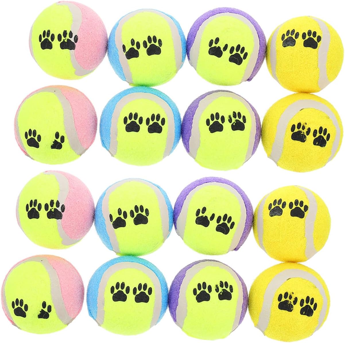 16pcs Dog Tennis Plush Balls Chew for Small Puppies Outdoor Fetch Training Sturdy 7cm Diameter Random Color Pet Enrichment Play Balls