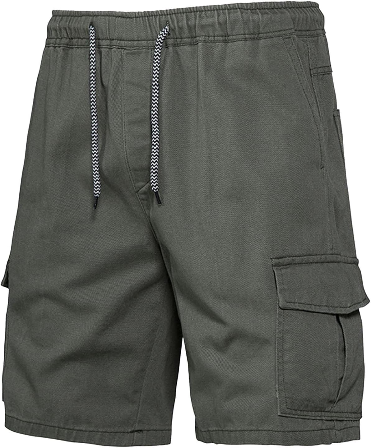 Mens Cargo Shorts Relaxed Fit Work Outdoor Hiking Shorts with Multiple Pockets Elastic Waist Lightweight Short Pants
