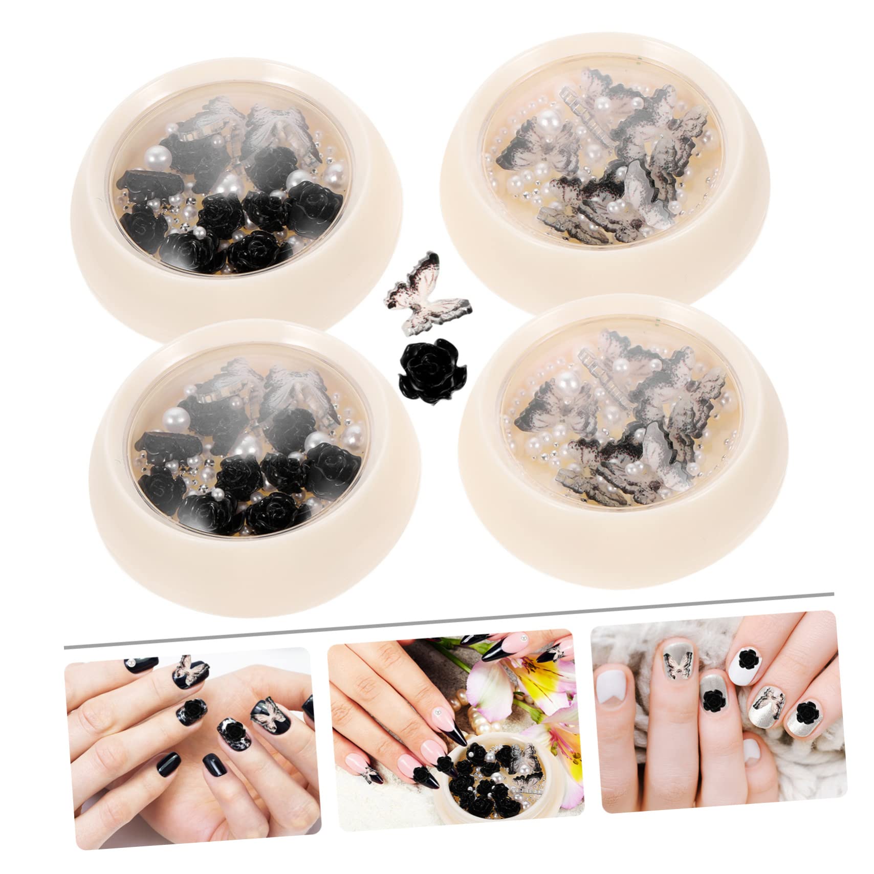 4 Set Decorazione Floreale Per Unghie Decorazioni Unghie Decorazioni Per Unghie - Accessori Per Nail Art Adesivo Perle Per Unghie Forniture Per Unghie Resina 4 Scatole*4