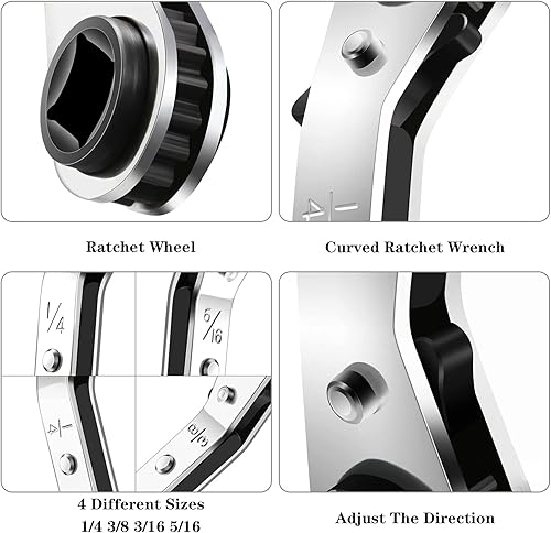 Miniatura 5 de Llave de servicio Hvac, juego de herramientas de refrigeración manual, 3/8 a 1/4, 5/16 x 1/4 pulgadas, juego de llaves de trinquete con kit