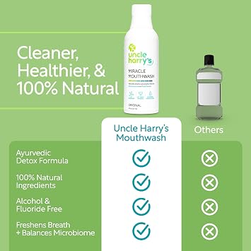 Uncle Harry's Natural Alkalizing Miracle Mouthwash | Adult & Kids Mouthwash for Bad Breath | pH Balanced Oral Care Mouth Wash & Mouth Rinse (8 fl oz)