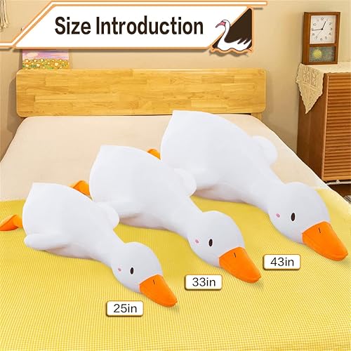 Miniatura 2 de Almohada de felpa de pato, bonito animal de peluche gigante de ganso, almohada súper suave para abrazar para ropa de cama de niños (blanco, 25.5