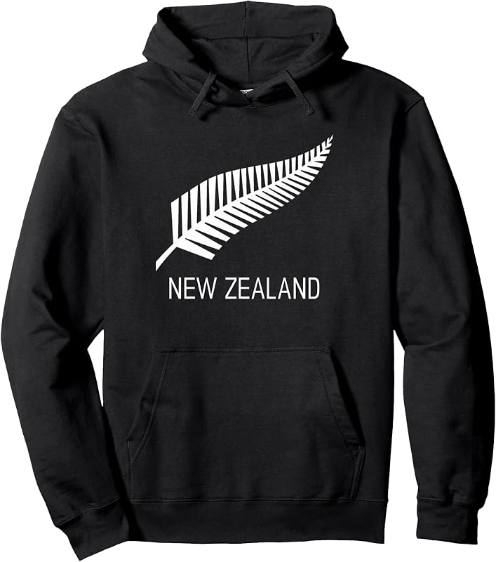 Black New Zealand Fern Shirt Mens Black Proud Kiwi NZ Rugby Pullover Hoodie