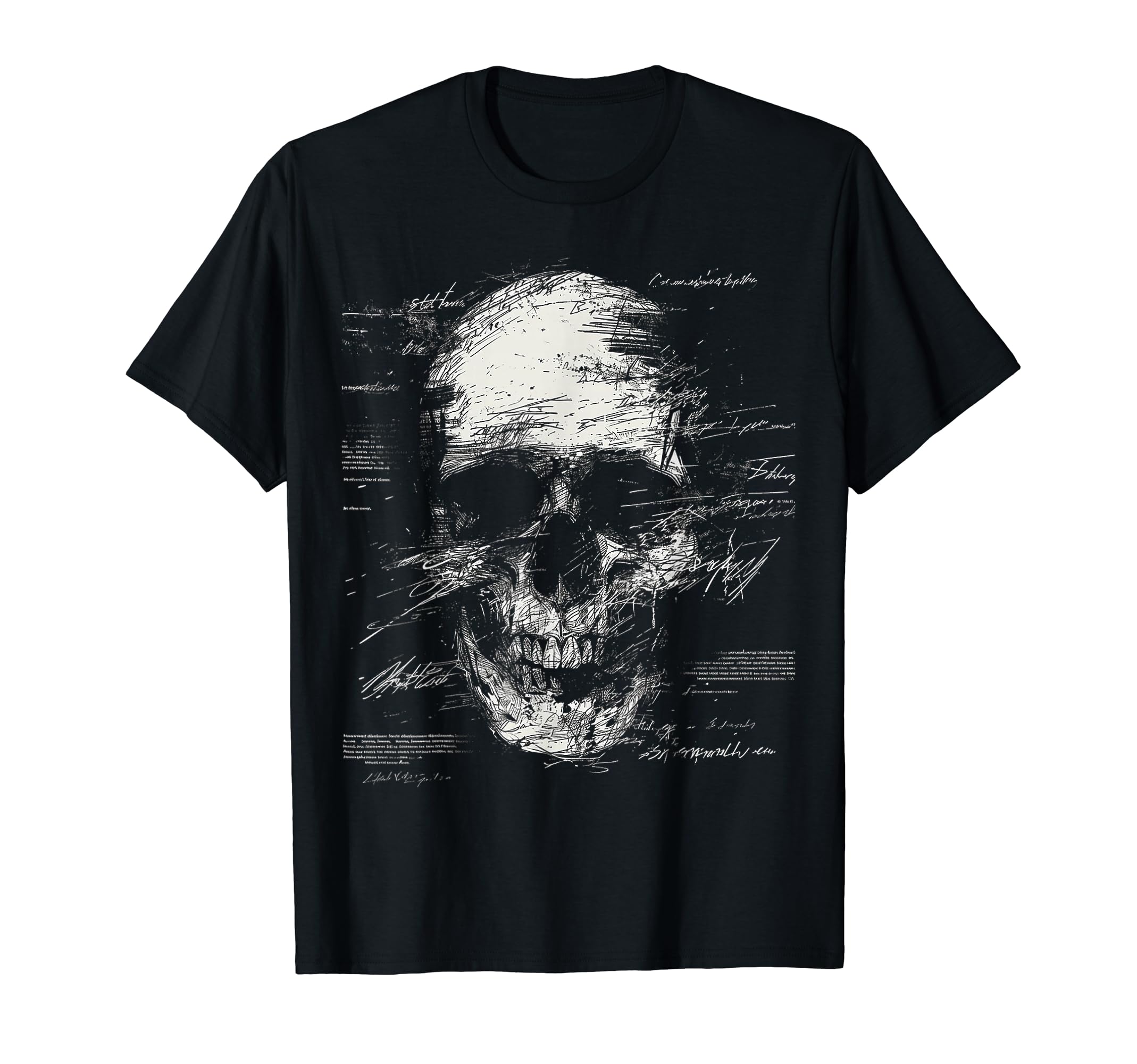 Amazon | スカルアートグラフィックテキストモチーフドクロ Tシャツ 