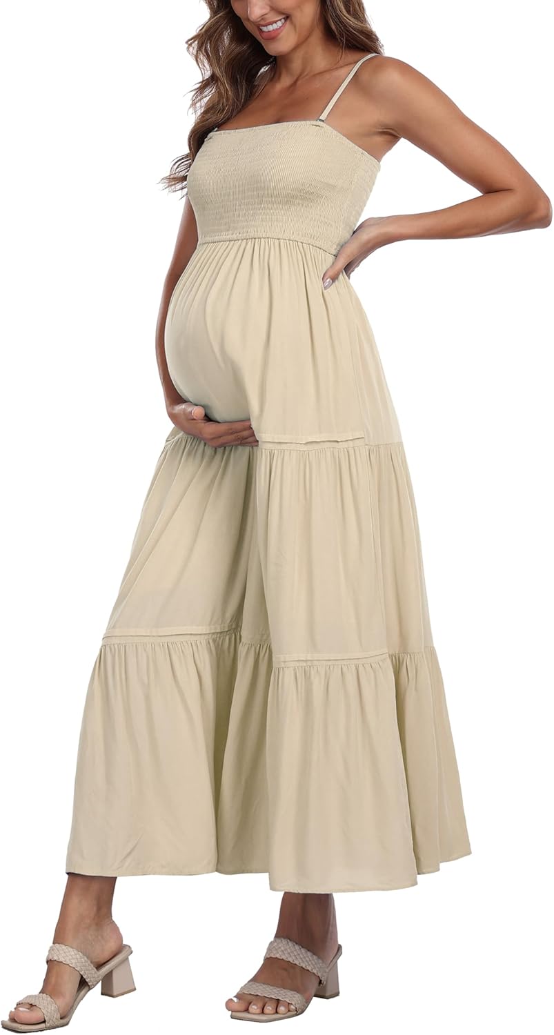 Maternity Casual Summer Maxi Dress with Removed Strap, Stapless Bohemian Beach Long Photoshoot/Baby Shower Dresses - Image 2