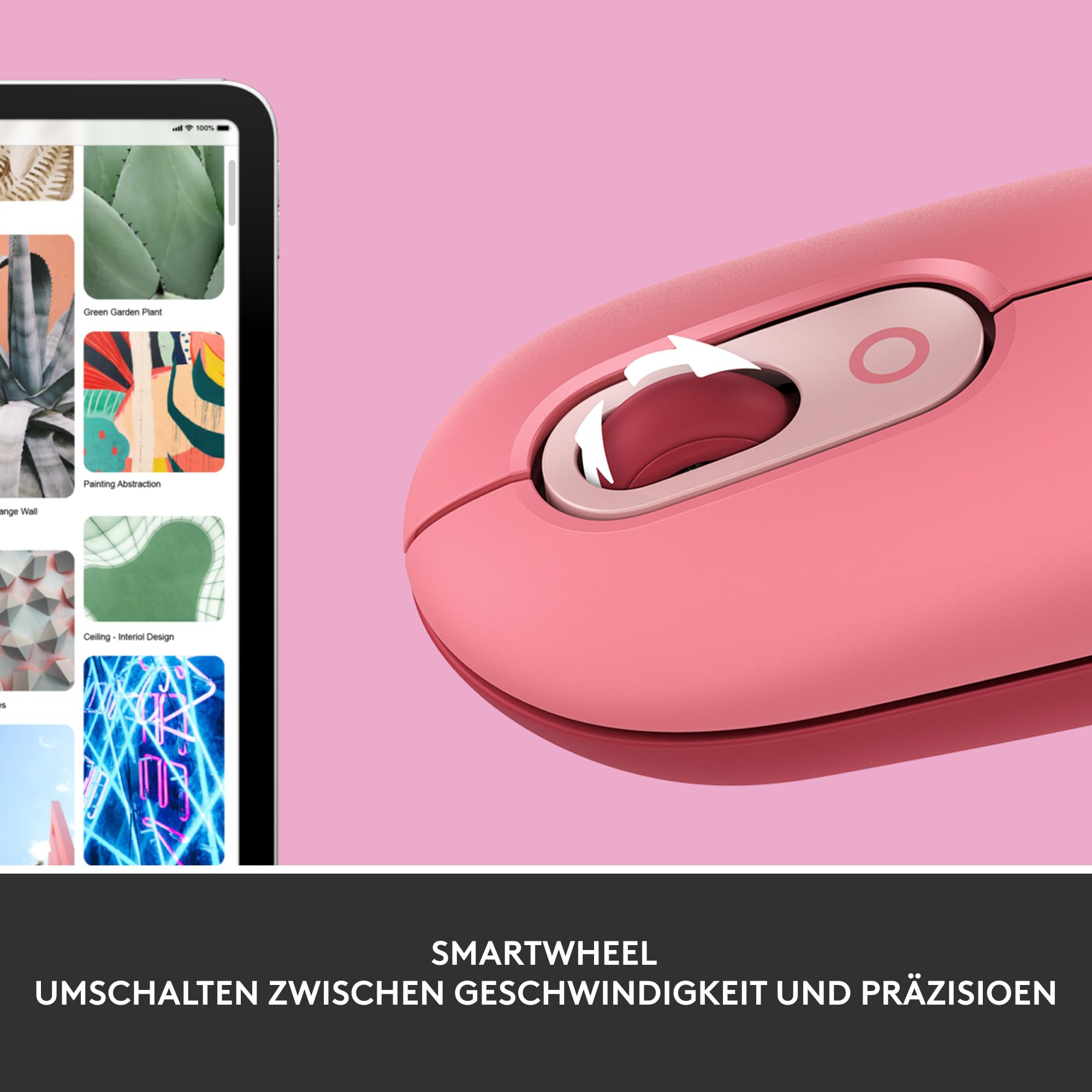 Logitech POP Mouse, Kabellose Maus mit anpassbaren Emojis, SilentTouch-Technologie, Präzises/schnelles Scrollen, Kompakt, Bluetooth, USB, Multi-Device, OS-kompatibel - Heartbreaker