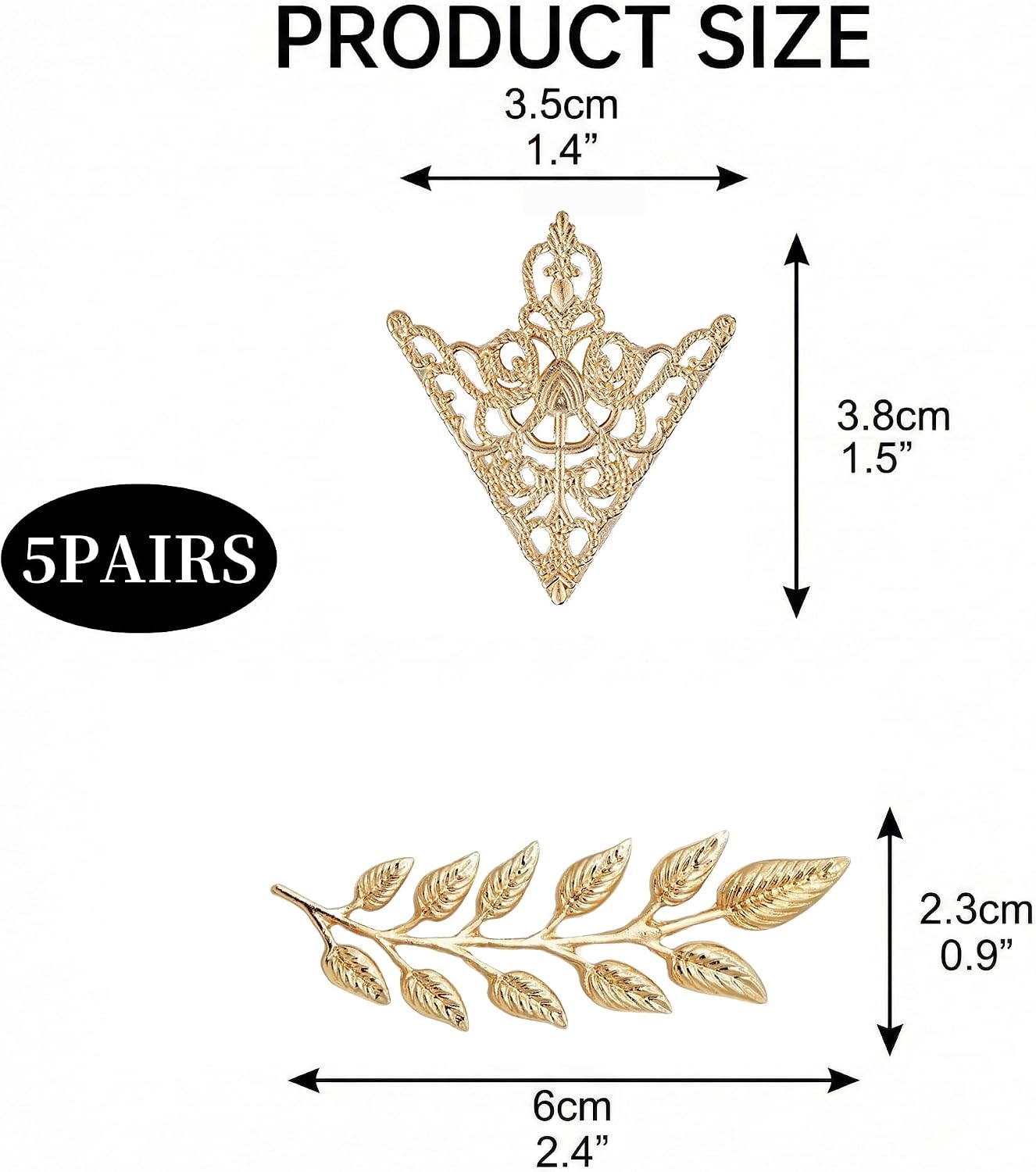 5 Pairs Shirt Collar Pins Vintage Collar Brooch Set Gold Silver Hollow Pattern Triangle Leaf Lapel Pin for Women Men Cardigan Sweater Accessories Gift