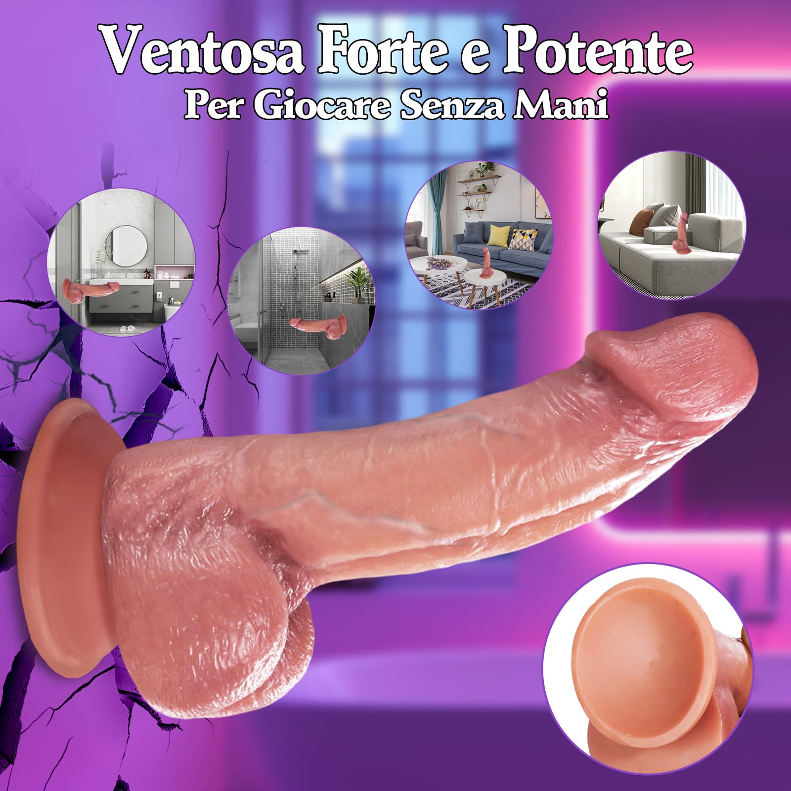 Dildo Realistico Sexytoysys Donna Uomo Coppia 19.5cm Pene Fallo Realistico Sex Toys Sessuali per Donna Coppia Punto G Squirting Dildo Classici Silicone Forte Ventosa Plug Anale Pene Finto per Donne