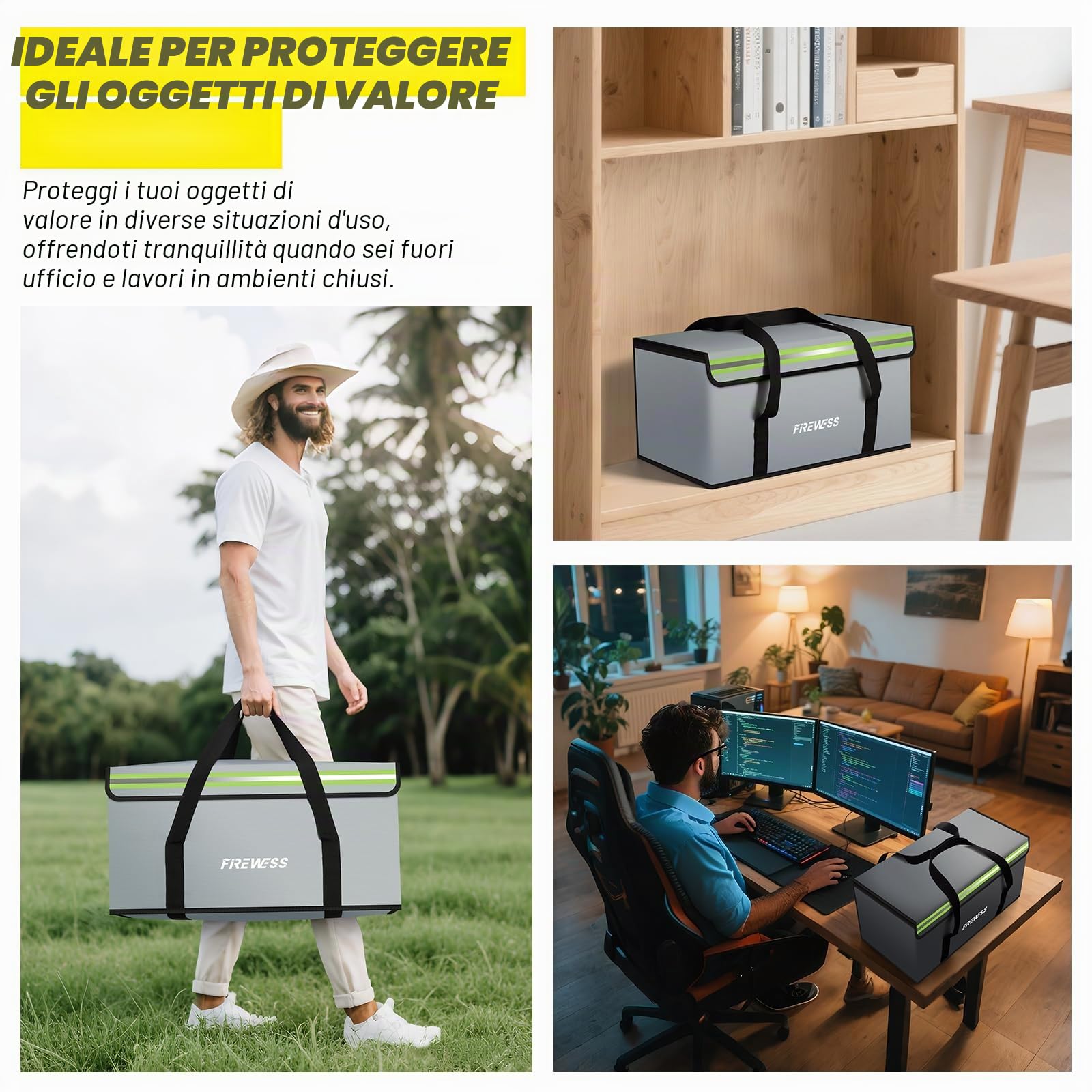 Lipo Safe Bag, Resistente al Fuoco Ignifuga, Impermeabile, 60 x 30 x 30 cm, Grande borsa a prova di fuoco Lipo per documenti in formato A4, banco passaporto, gioielli di valore