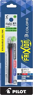 PILOT Refills for FriXion Clicker 3 Multi-Function Erasable Pen, Extra Fine Point, Assorted Colors, 9 Count (13864)