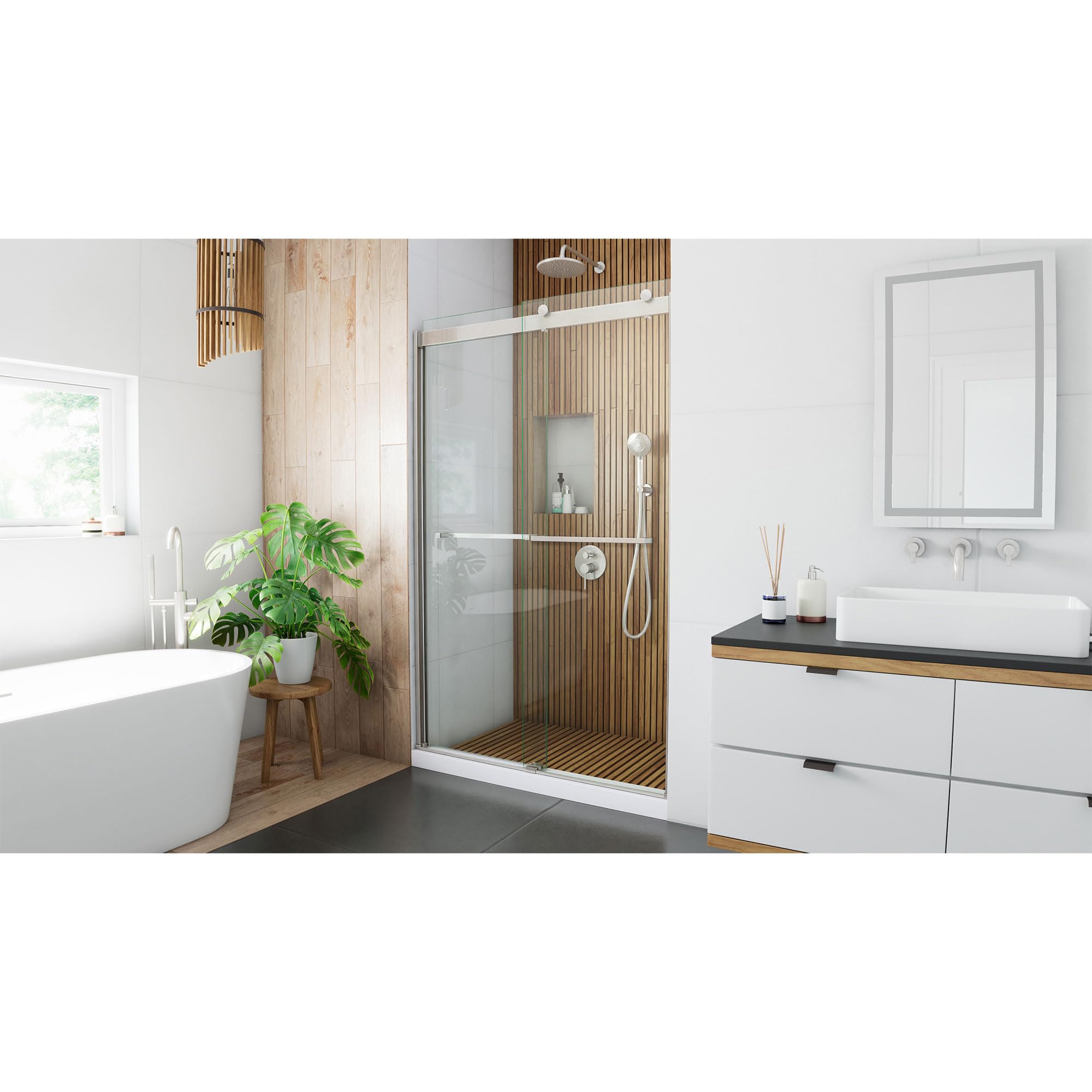 DreamLine Sapphire 44-48 in. W x 76 in. H Semi-Frameless Bypass