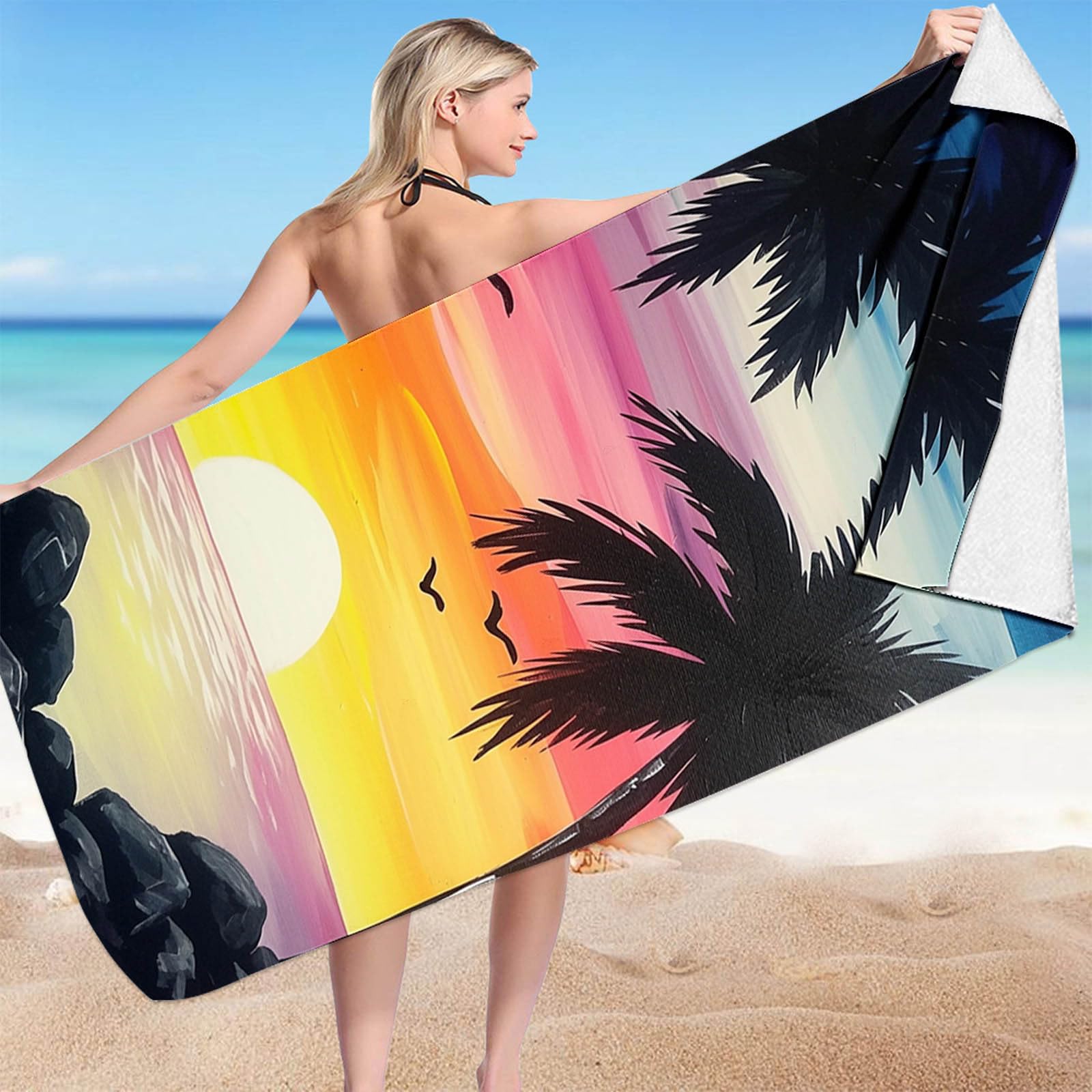 Microfibre Towel Clearance Summer Striped Quick Dry Holiday Towels Super Lightweight Colorful Bath Towel Hawaiian Turtle Printed Sandproof Beach Blanket Multi-Purpose Towel for Travel Swimming Pool