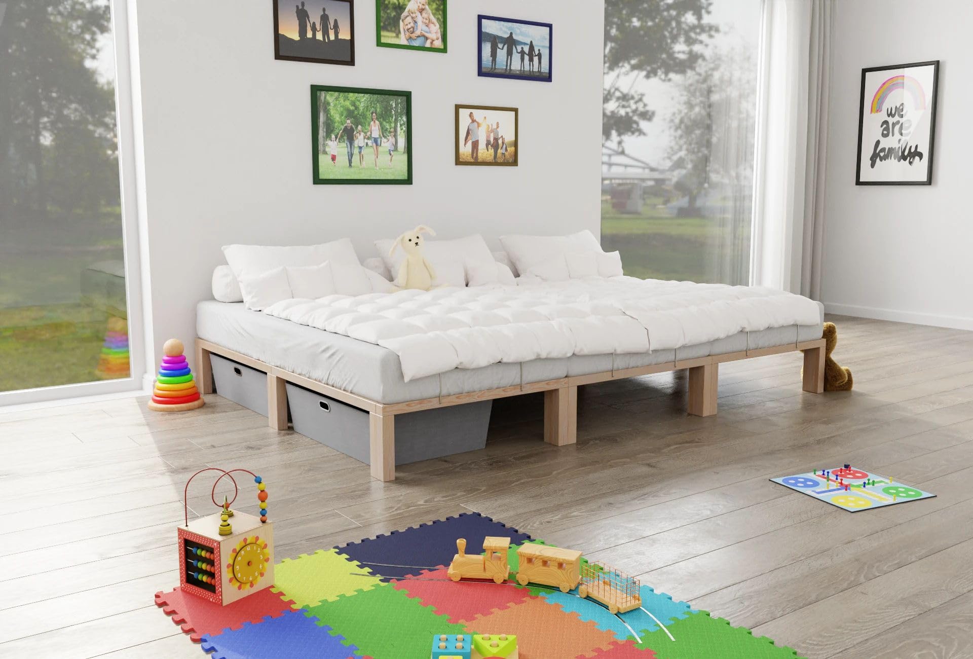 G56 XXL Massivholzbett 270x200 cm Kiefer Modul-Bett mit Lattenrost