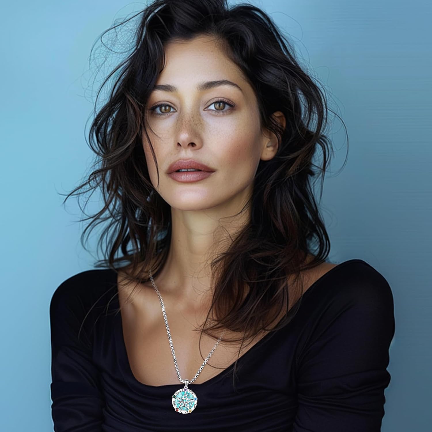 Eusense Triple Moon Goddess Necklac for Women Men Tree of Life Pendant Tetragrammaton Necklace Sterling Silver 925 Pentagram Moon Pentacle Goddess Pagan Wiccan Tree Life Jewelry - Image 2