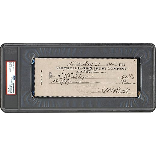 Babe Ruth Signed Autographed Full Sized Personal Check 1940 PSA/DNA Encapsulated - MLB Cut Signatures