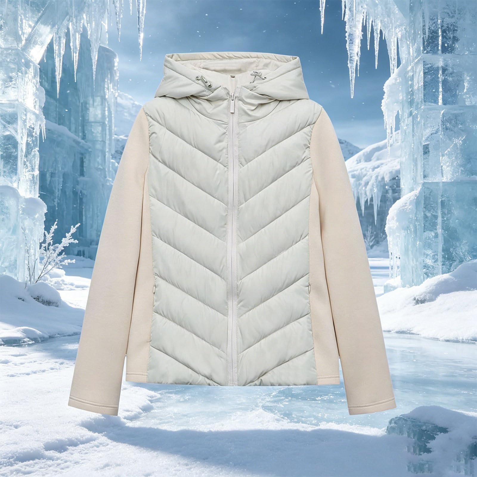 Cappotto invernale caldo con cappuccio e maniche lunghe, trapuntato, con cintura in vita e alla