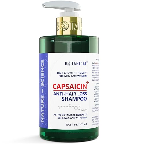 Botanical Hair Growth Lab - Champú de pérdida de cabello con capsaicina - Prevención de adelgazamiento del cabello para hombres y mujeres - 10.2