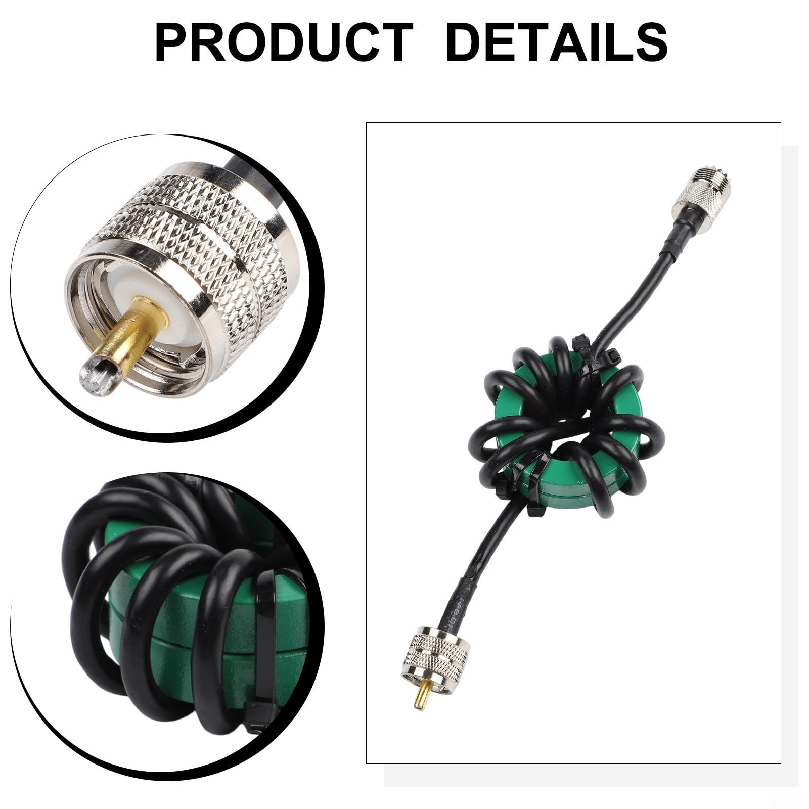 HF-Kurzwellen-Choke-Balun 1:1 mit Nickel-Zink-Ferritkern, 1,8-50 MHz, 350W Dauerlast für FT8/Amateurfunk, RG58 Kabel & Kupferstecker, reduziert USB-Störungen, 50mm Außendurchmesser(50mm Green)
