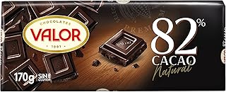 Valor - Chocolate Negro 82% - Sin Gluten. Tableta de Chocolate Negro Valor apto para Celiacos. Intenso Sabor y Aroma - 170...