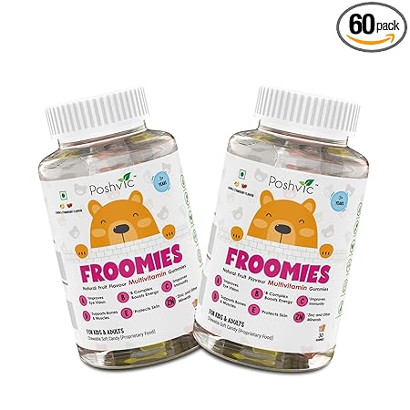 FROOMIES Multivitamin Gummies For Kids & Adults Vitamin A, B, C, D, E with Zinc, Great Immune Defense, Complete Wellness, Gelatin Free, No Preservatives, USFDA | 30 Gummy Jar (PACK OF 2 JAR)
