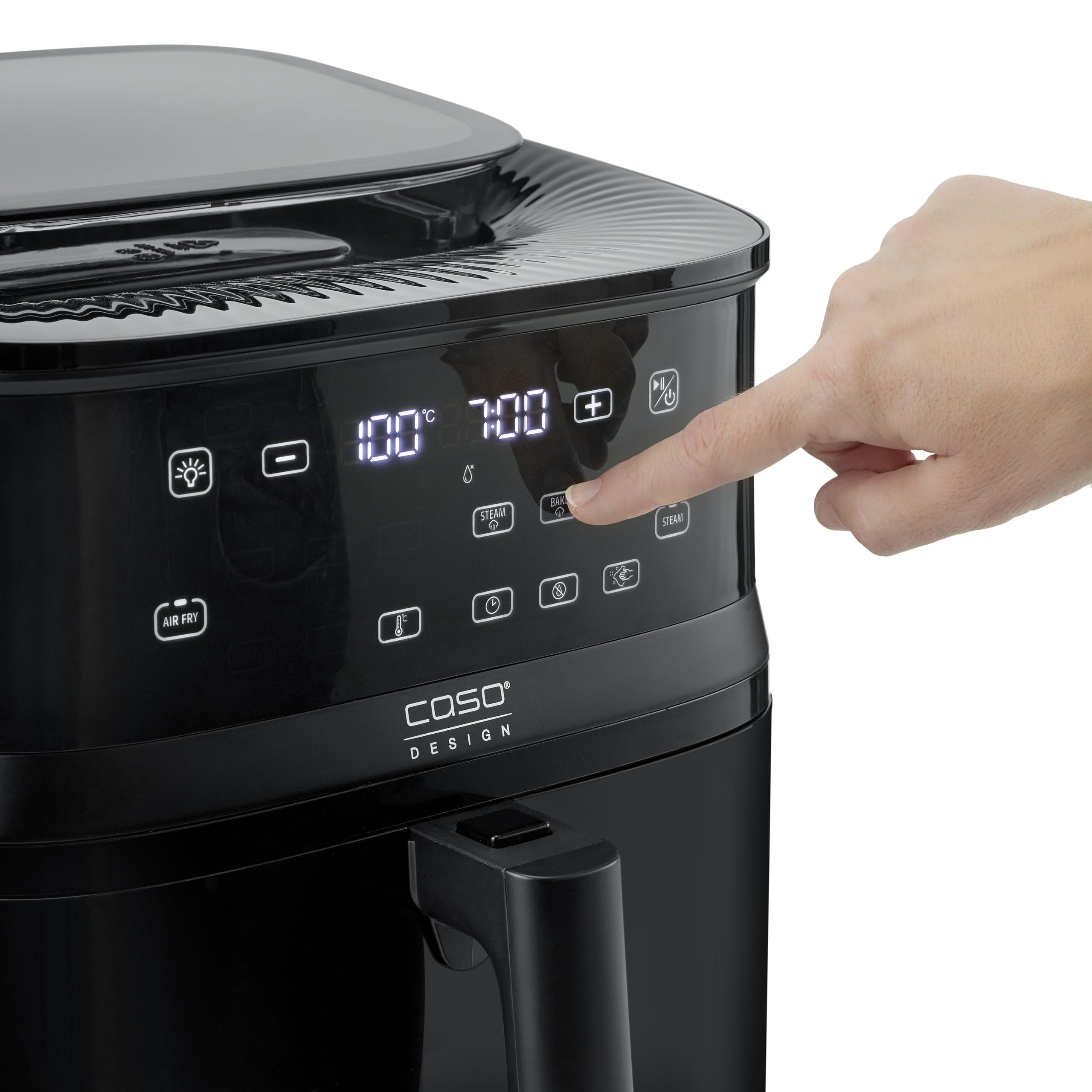 CASO AirFry & Steam 700 – Friggitrice ad aria calda e piroscafo – Il cibo diventa croccante all'esterno e succoso all'interno, extra grande volume del cestello 7 litri, piroscafo e aria fryer,