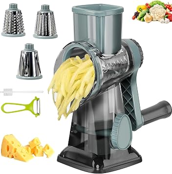 Cheese Grater with Handle,Multifunctional Rotary Cheese Grater
