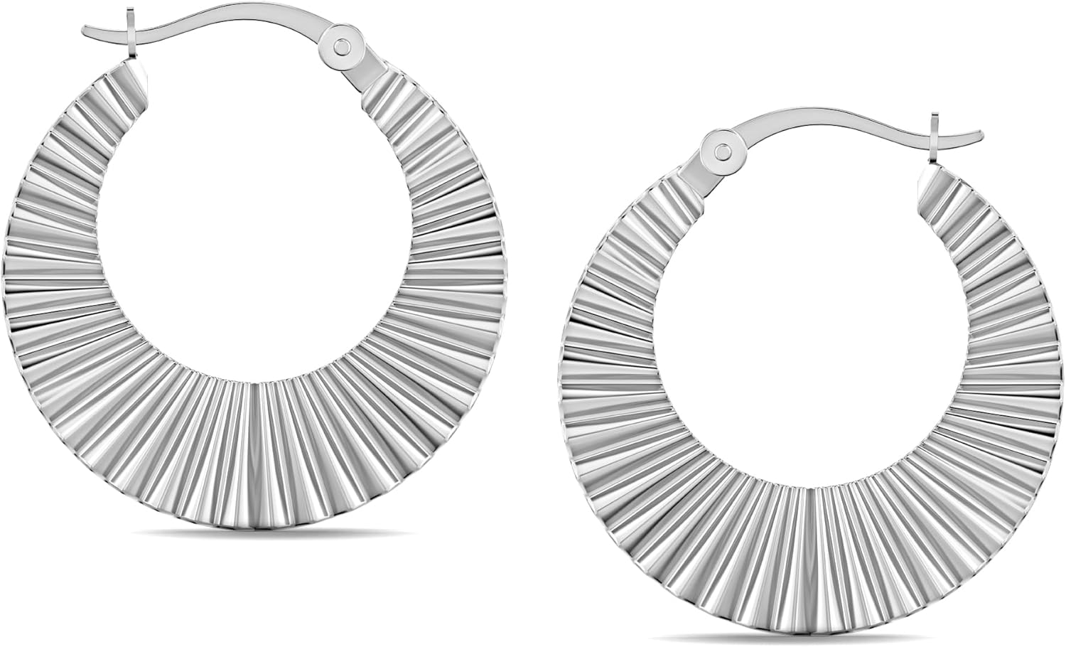 LeCalla 925 Sterling Silver Diamond Cut Hoop Earrings | Hypoallergenic Small Click-Top Jewelry | Handmade Hammered Textured Earring Hoops for Women