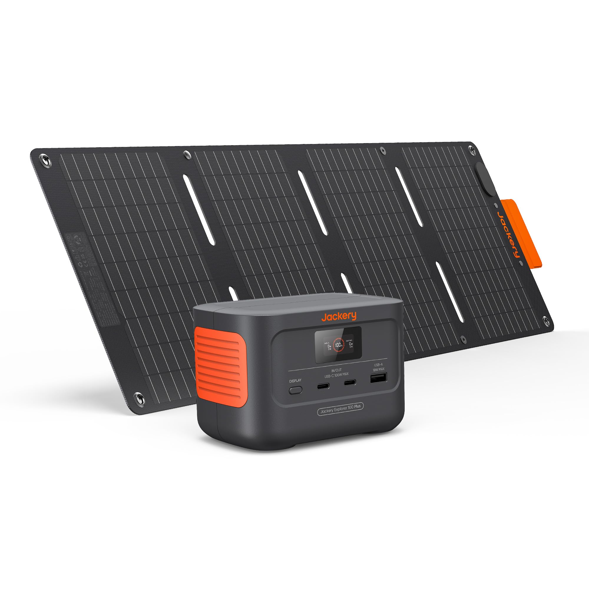 Solar Generator 100 Plus 40W Mini, 99Wh Portable power station with 40W Book-sized Solar Panel, LiFePO4 Battery 128W Output for Outdoors RV Camping Emergencies