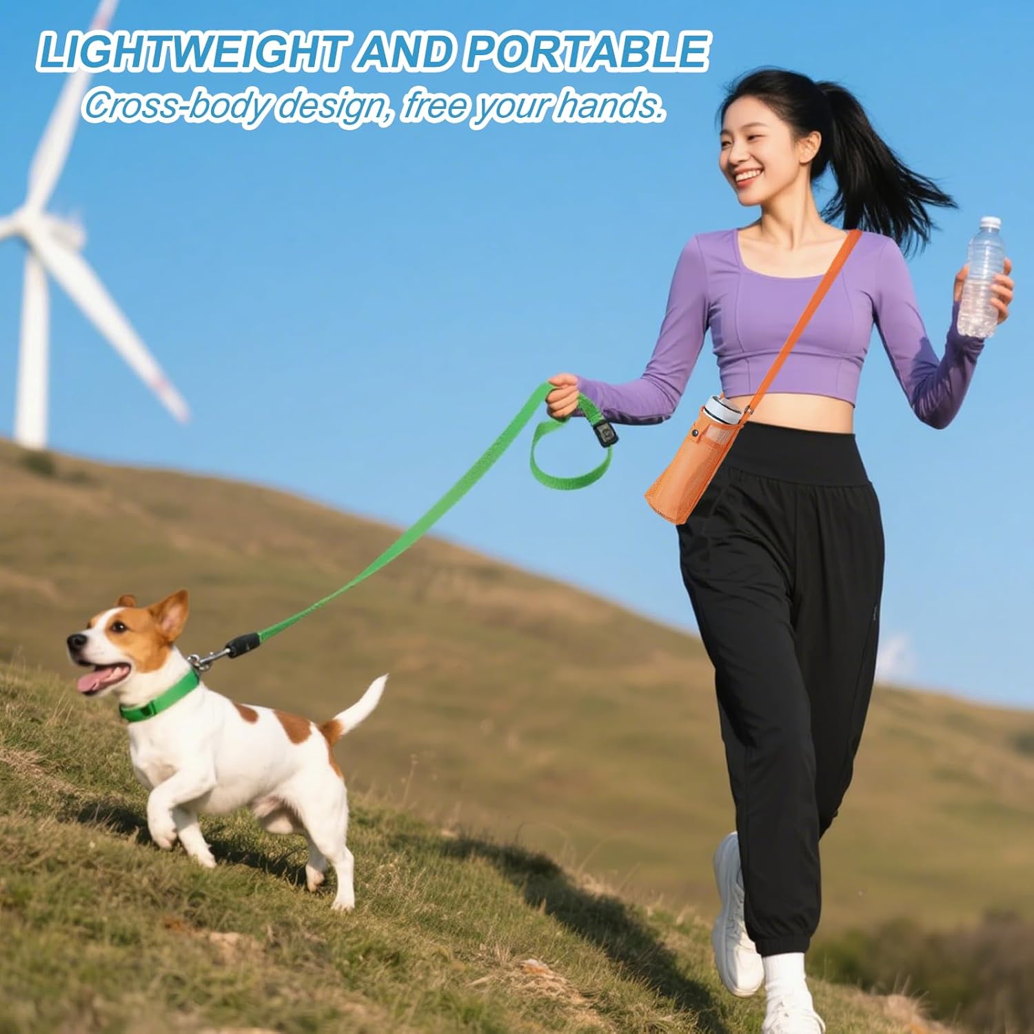 uxcell Water Bottle Holder with Shoulder Strap, Mesh Water Bottle Sleeve Bag, Crossbody Bottles Carrier Sling Pouch for Hiking Gym Camping Walking Travel, Navy Blue - Image 5