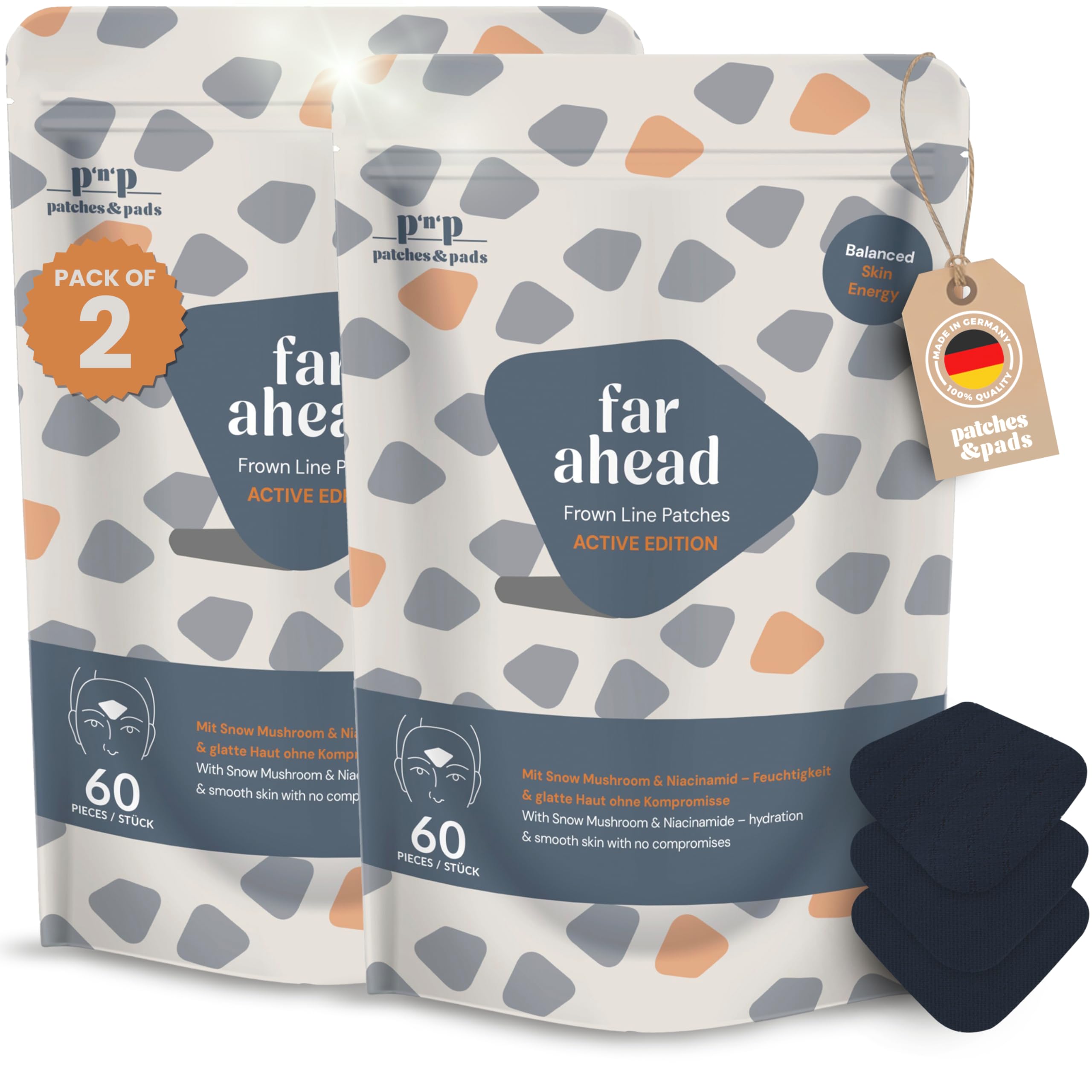 patches&pads Niacinamide Patches mit Snow Mushroom – Feuchtigkeitspatches für großporige & ölige Haut, für hydratisierte & glattere Haut (2er-Pack)