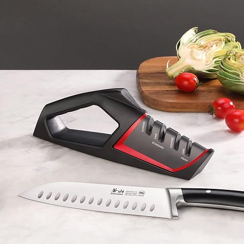 Miniatura 7 de Cangshan SHARK Series 1026818 - Afilador de cuchillos de 4 etapas, color rojo