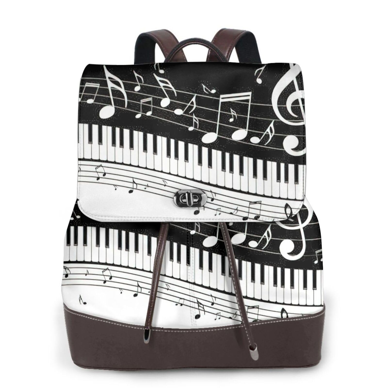 Damenrucksack mit Klaviertasten und Musiknoten-Aufdruck, stilvoll, leicht, Alltag, Freizeit, Reisen, Arbeit, Business