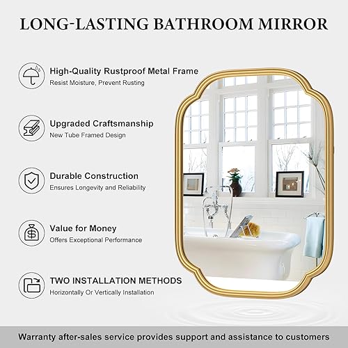 Miniatura 5 de Espejo largo dorado de longitud completa de 48 x 16 pulgadas para montar en la pared con marco de metal que no se oxida, espejo moderno de cuerpo