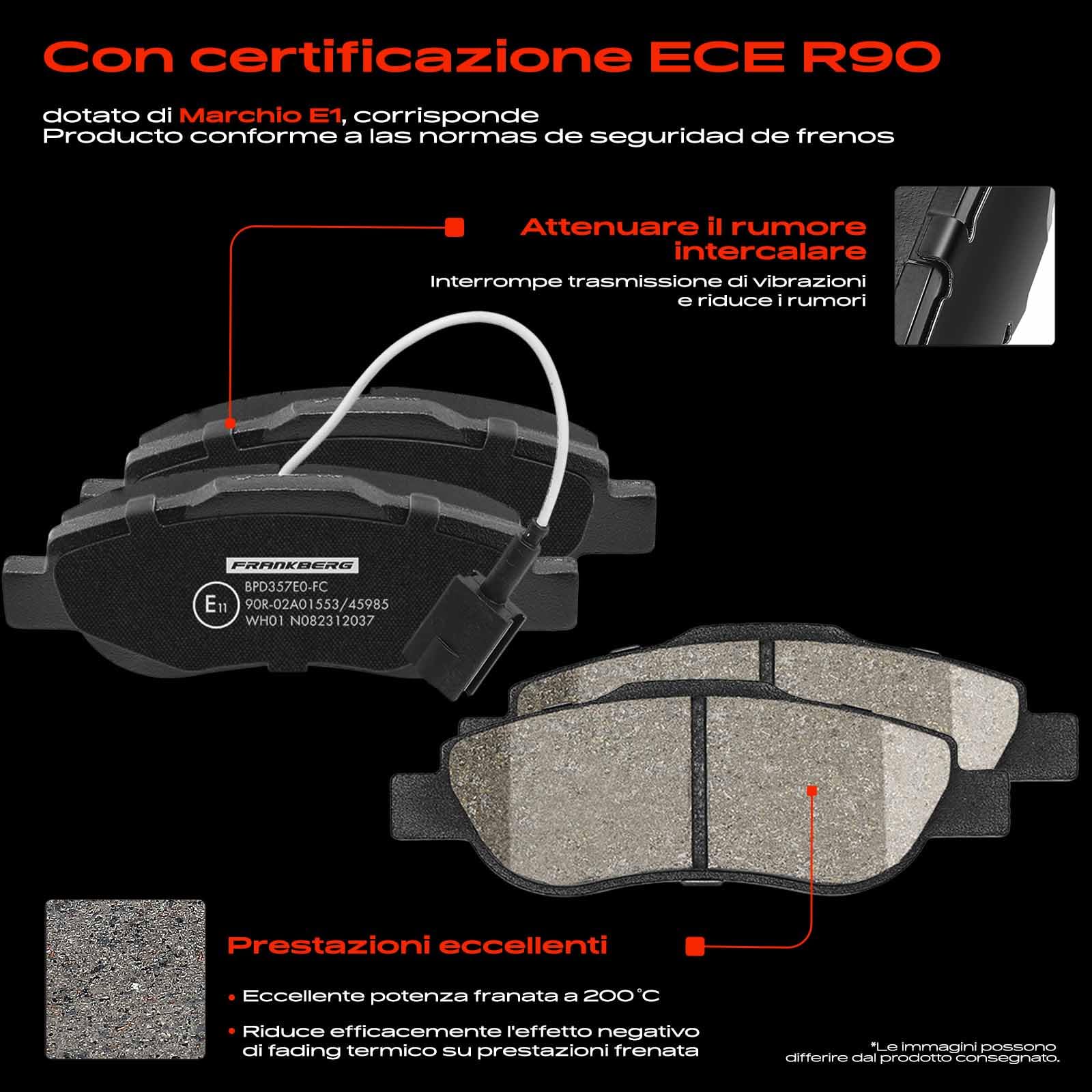 Frankberg Set freni incl. 2x Dischi Freno + 4x Pastiglie dei Freni Anteriore Compatibile con Punto Evo 199 Grande Punto 199 Punto Furgone/Compatto 199 Replace# 77366134
