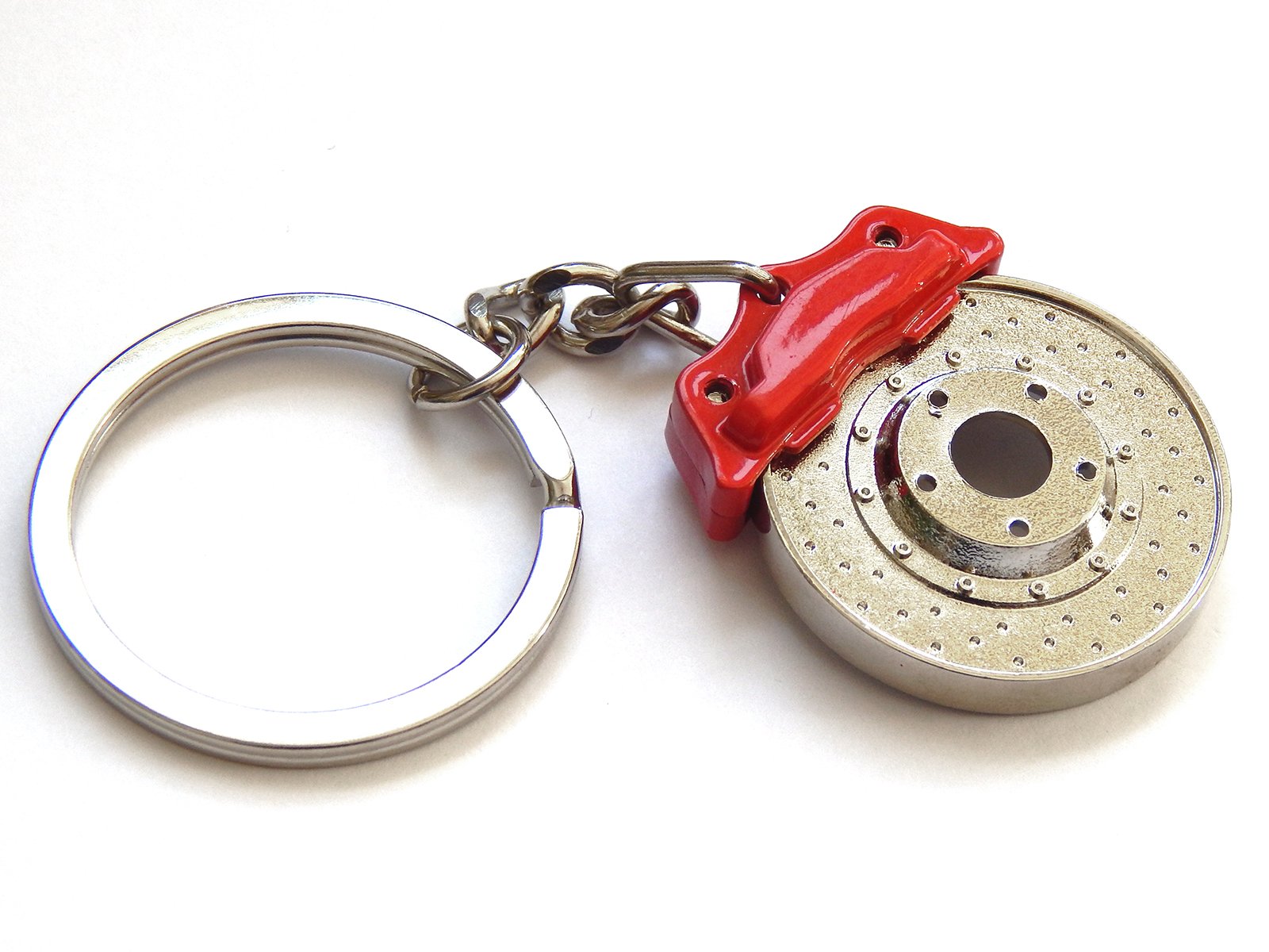 Moody Motorz BRAKE DISC AND CALIPER Performance Racing Car Style Quality Chrome Keyring
