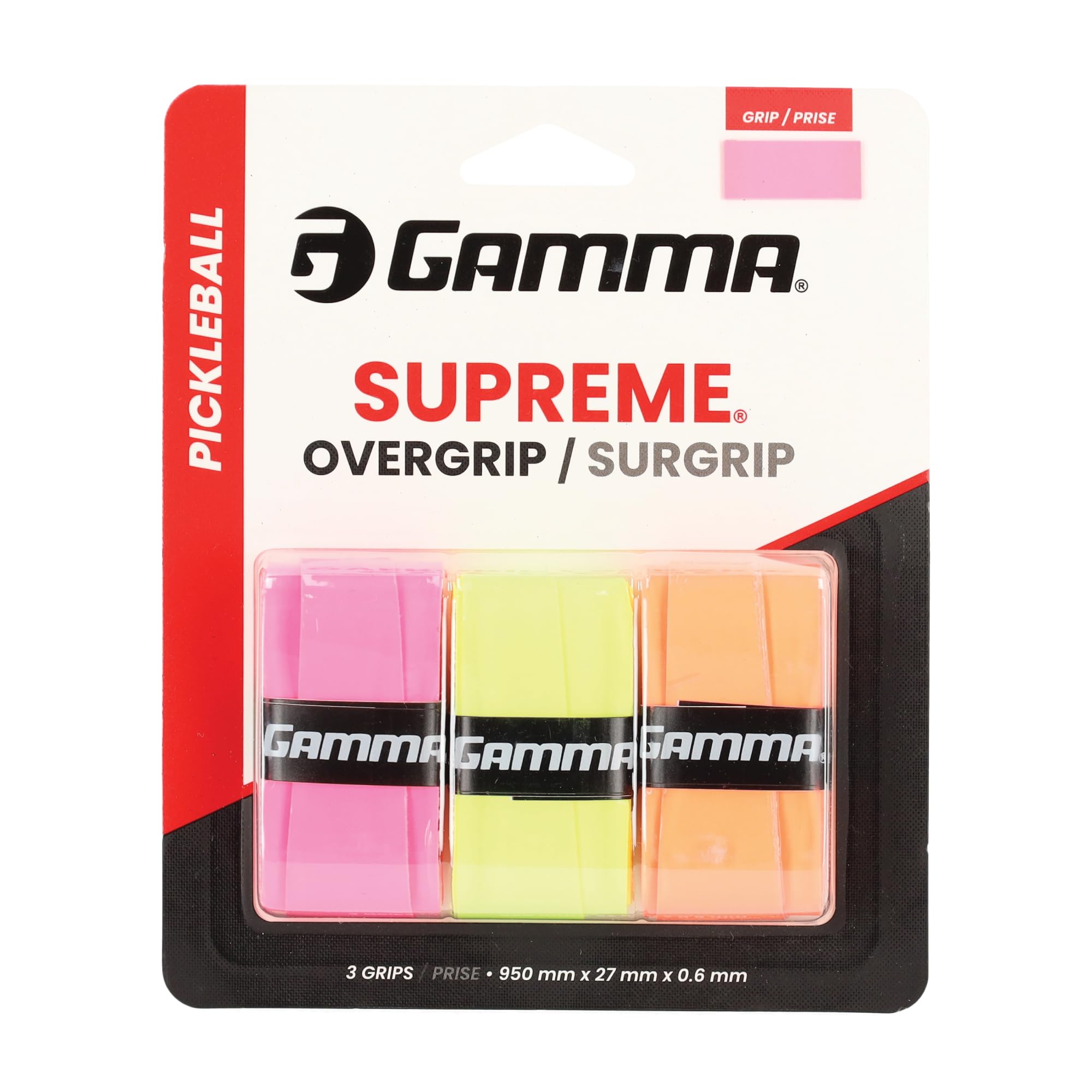 Gamma Pickleball Supreme Overgrip, Easy to Apply Grip Tape for Pickleball Paddles, Badminton, Squash, Padel Racquets, Replacement Tacky Over Wrap Bands, Multiple Color OG