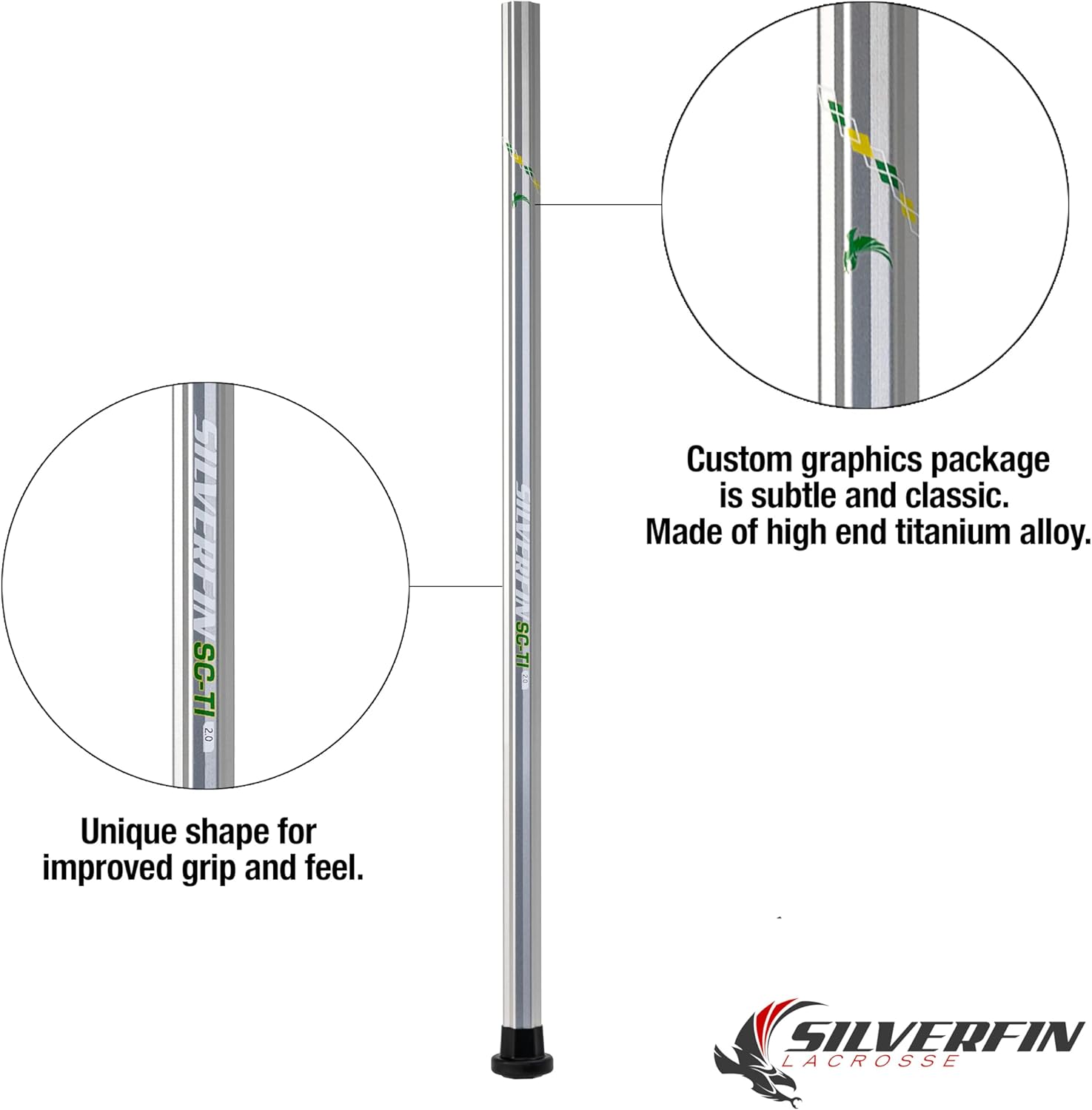 Silverfin Sc-Ti Lacrosse Shaft 30" | Lacrosse Stick for Men with End Cap | Lacrosse Shaft Attack: Lightweight, Durable, Easy Installation & Comfortable Grip | Youth Boys Lacrosse Stick for All Levels