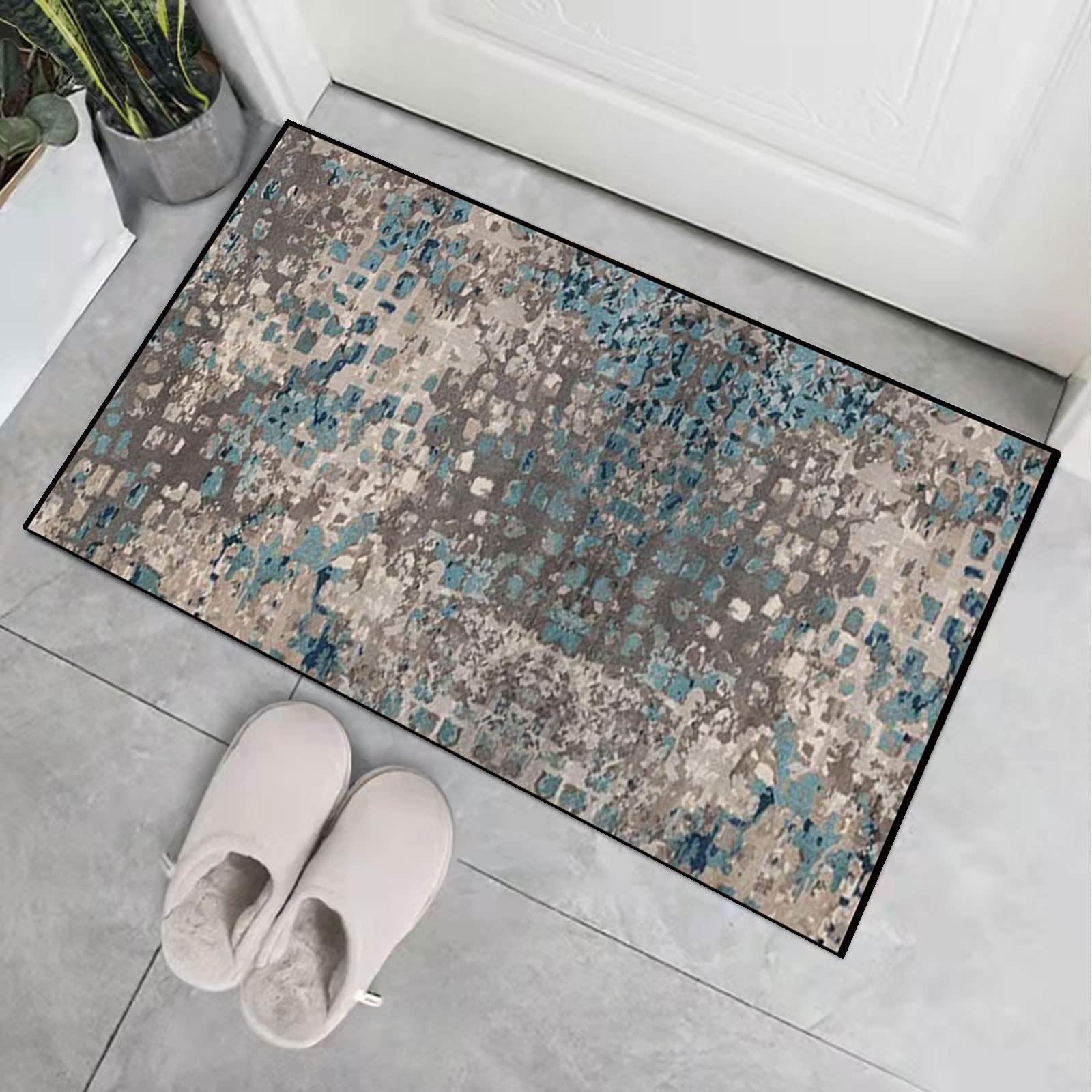 Teppichläufer Modern Küchenläufer Niederflor Flurläufer,Bunter Modern Geometrisch rutschfest Waschbar,für Korridor,Schlafzimmer,Innen Wohnzimmer,Küche - Anpassbar
