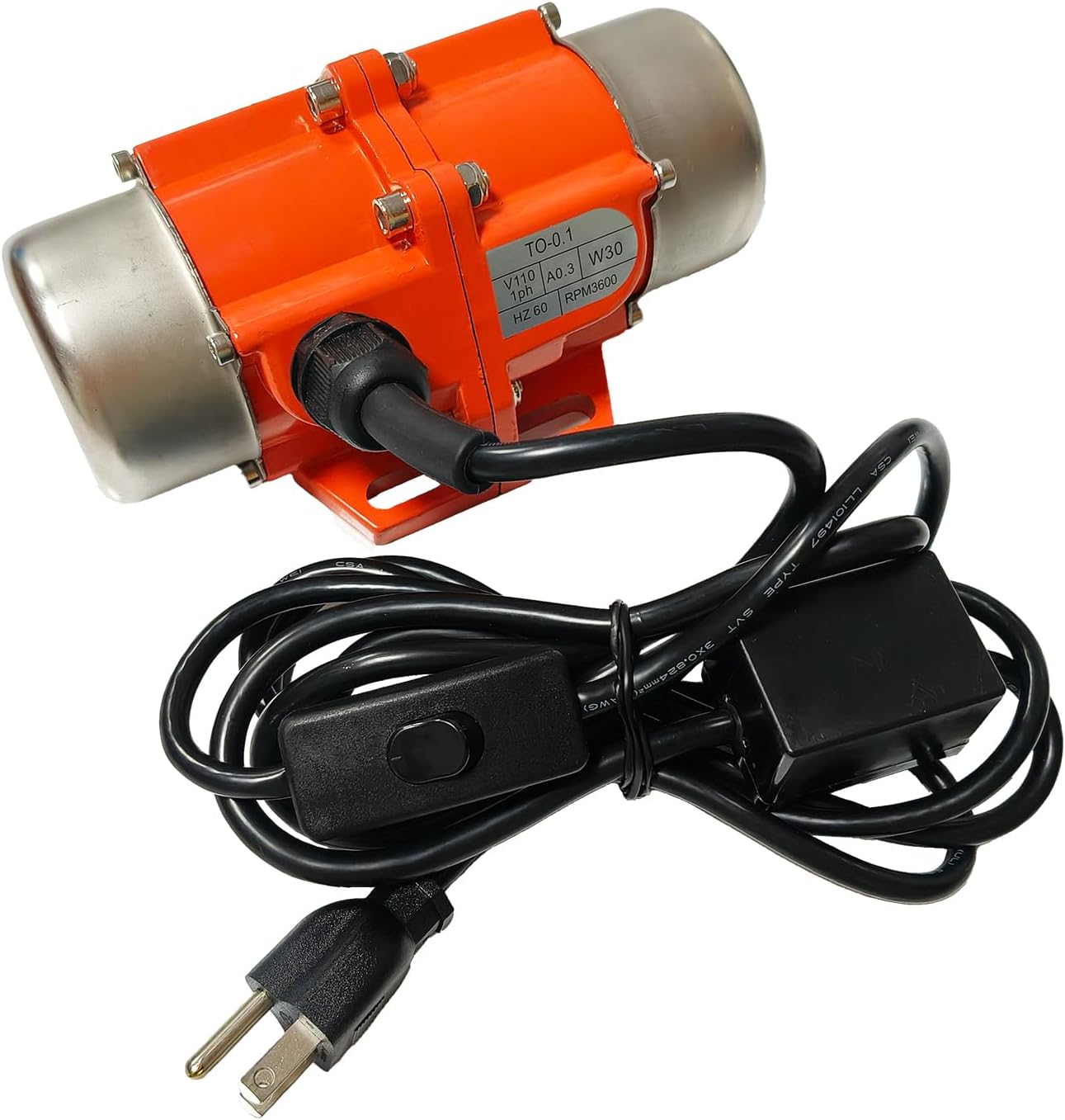 100W Concrete Vibrator Industrial Vibration Motor Single Phase AC 110V 3600rpm Motor Vibrating Source For Silo Hopper Shaking Table With US Power Plug