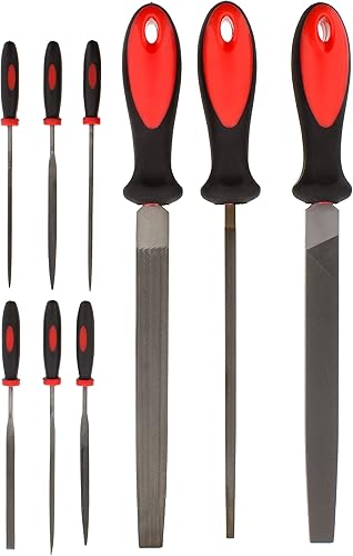 Miniatura 7 de ABN Juego de limas de metal pequeñas para trabajo de metal, kit de 9 piezas de lima de metal para desbarbado a mano, armería, automoción,