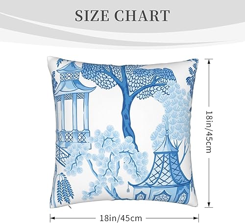 Miniatura 2 de VARUN Fundas de almohada vintage de árboles de pagoda china con patrón floral sin costuras, diseño chino azul dibujado a mano, fundas de almohada