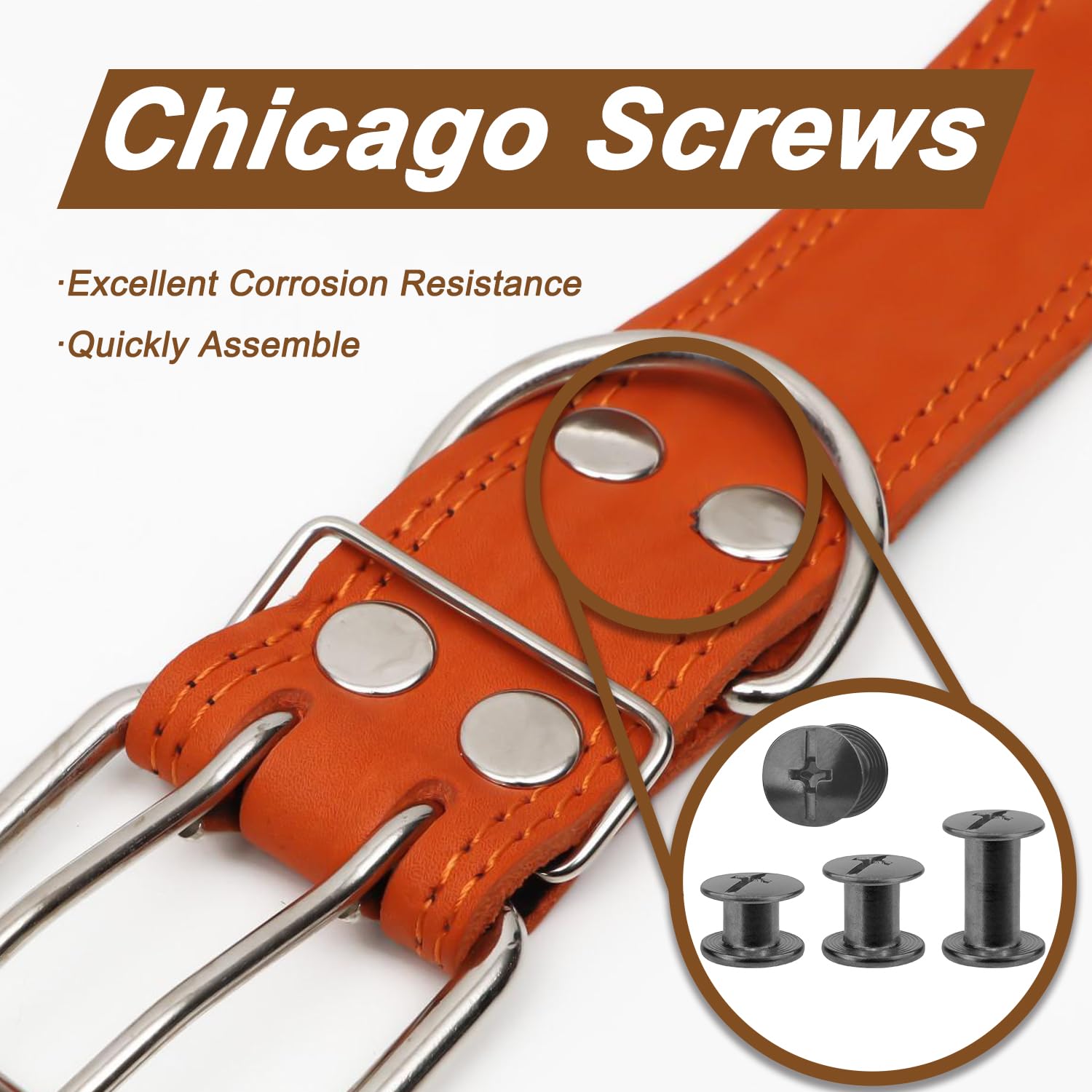120 juegos de tornillos Chicago, kit surtido de remaches de cuero de 6 tamaños, tornillos Chicago para cinturones de cuero, monederos, bolsos, zapatos, encuadernación de libros (negro, M5 X 4, 5 120 juegos de tornillos Chicago, kit surtido de remaches de cuero de 6 tamaños, tornillos Chicago para cinturones de cuero, monederos, bolsos, zapatos, encuadernación de libros (negro, M5 X 4, 5